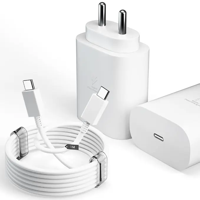 25W USB-C Superfast Charger Adapter with Cable Compatible with Samsung Galaxy S/A/M/F/Z Series-Compatible with S25/S24/S23/S22Ultra/S21/21FE/S20/Note/M54/M53 5G/M33/M23/A34/A54 5G & More(White)