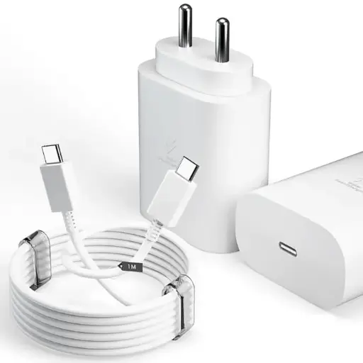 25W USB-C Superfast Charger Adapter with Cable Compatible with Samsung Galaxy S/A/M/F/Z Series-Compatible with S25/S24/S23/S22Ultra/S21/21FE/S20/Note/M54/M53 5G/M33/M23/A34/A54 5G & More(White)